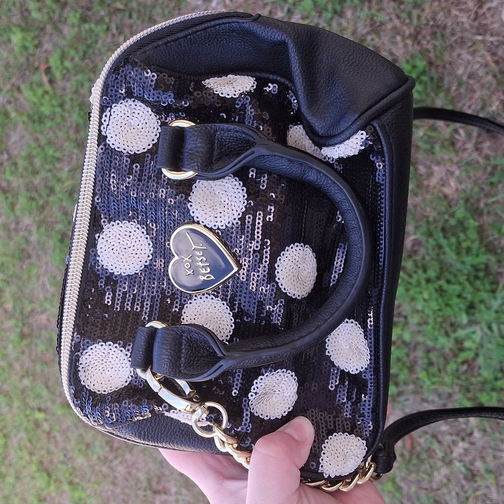 Betsy Johnson Black & White Polk a Dot Purse NWOT